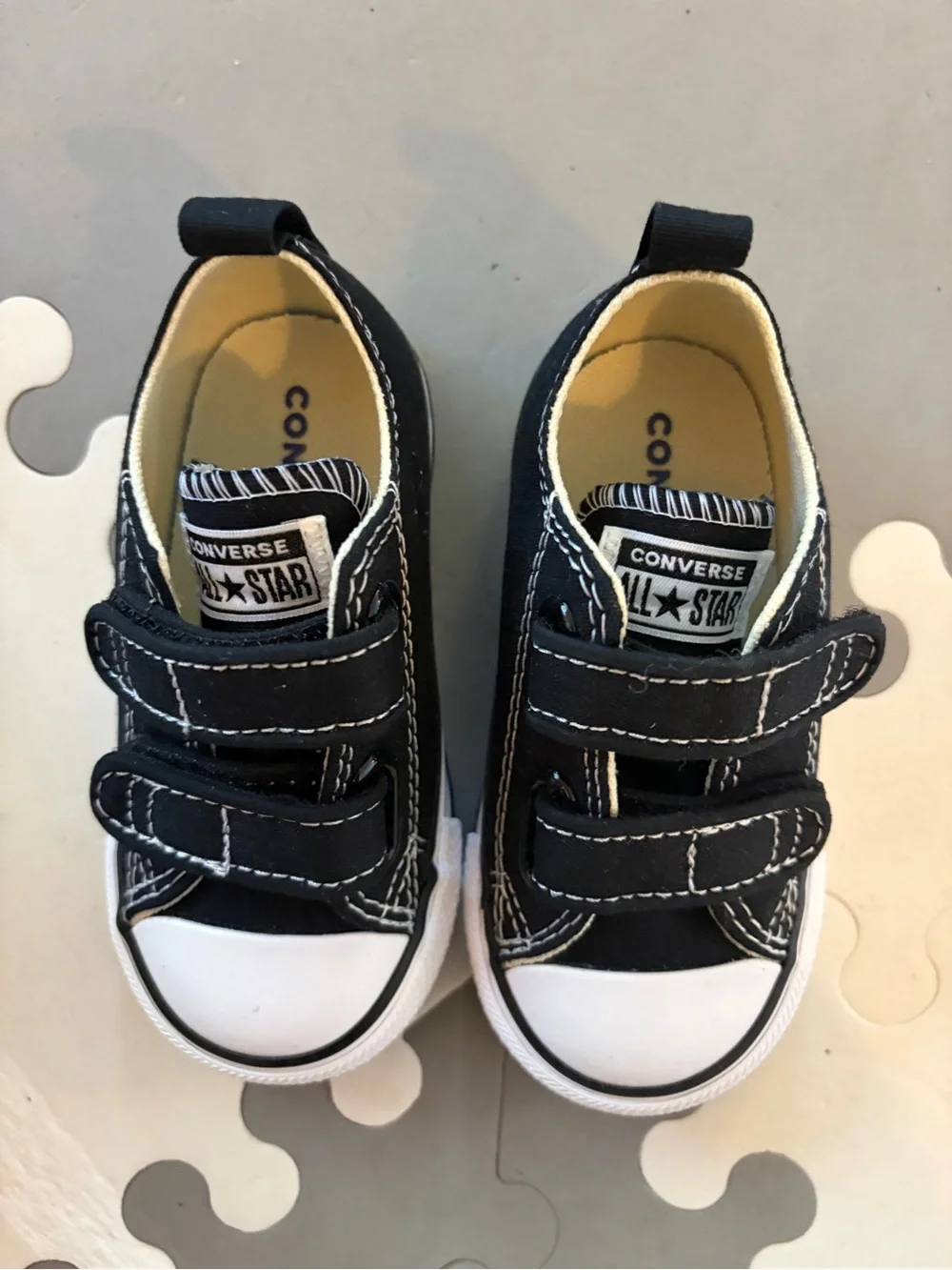 Converse Kids Black & White Low Top Velcro Sneakers